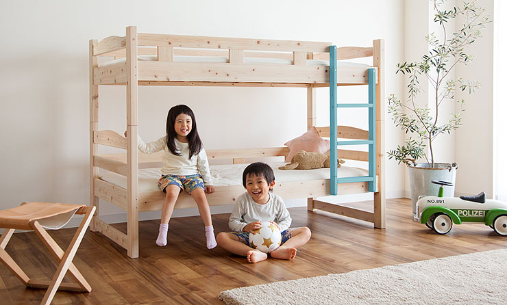 家具の里 コンパクトサイズ 二段ベッド 2段ベッド 国産ひのき - ロフト